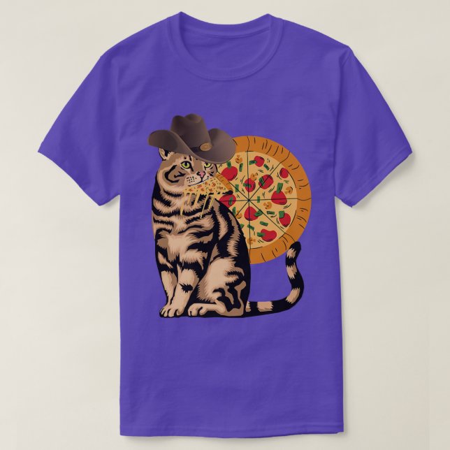 Katze isst Pizza  T-Shirt (Design vorne)