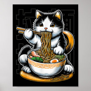 Katze isst Ramen Essen Katzenliebhaber Ramen Nudel Poster