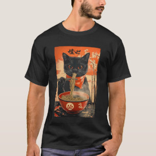 Katze isst Ramen japanisch lustige Grafik Kawaii K T-Shirt
