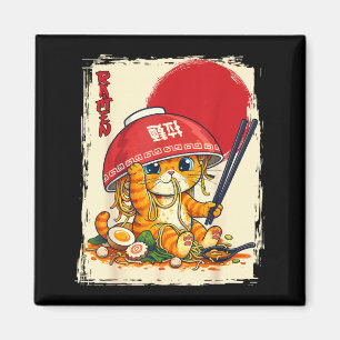 Katze isst Ramen japanischer Nudelliebhaber Kawaii Magnet
