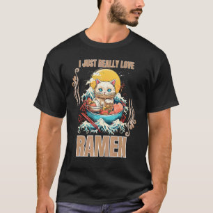 Katze isst Ramen-Nudeln Ich liebe Ramen einfach so T-Shirt