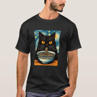 Katze isst Ramen, Sternennacht Van Gogh, Katzenlie T-Shirt