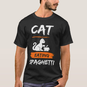 Katze isst Spaghetti und Nudeln mit Gabel für Ka T-Shirt