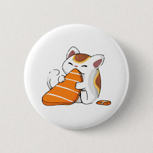 Katze isst Sushi Button