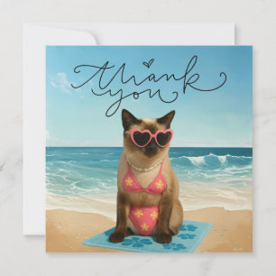 Katze ist am Strand Dankeskarte