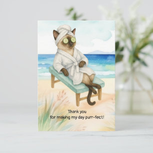 Katze ist am Strand Dankeskarte