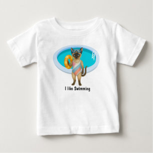 Katze ist bei der Poolparty am Pool Baby T-shirt