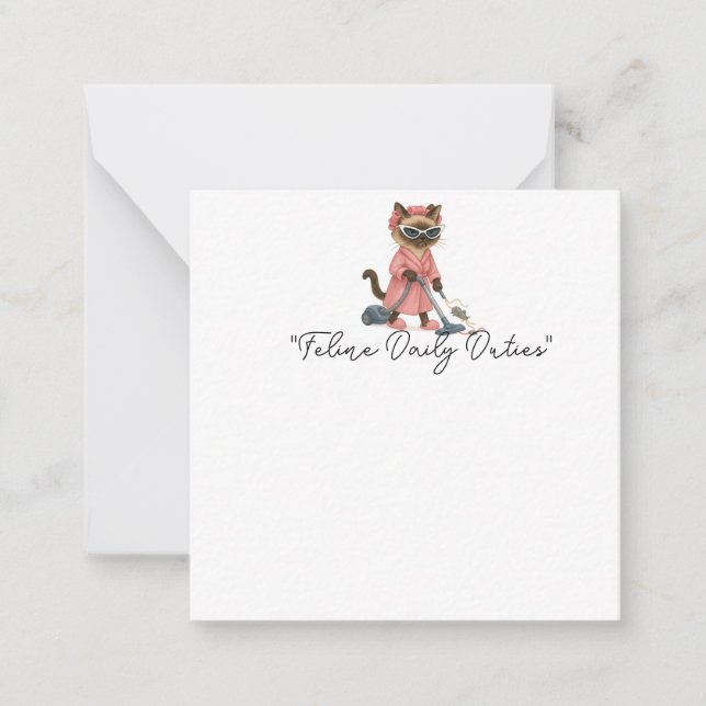 Katze ist Reinigungshaus Mitteilungskarte (Vorderseite)