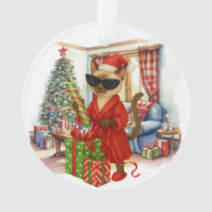 Katze ist Weihnachtsboxen Ornament