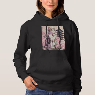 Katze japanische Ästhetik Sakura Kirschblüten Hoodie