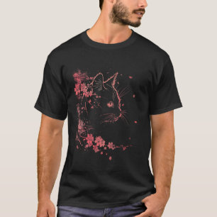 Katze Japanische Kirschblütenbaum Blumen Kawaii An T-Shirt