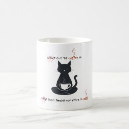 Katze + Kaffee = Krallen“ Minimalistisches Design  Kaffeetasse
