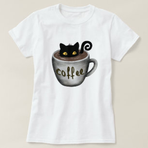 Katze Kaffee-Tassen-in den grafischen T-Shirt
