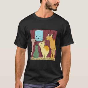 Katze Kamel & Lama Süßes Bild Seltenes Vintage Far T-Shirt