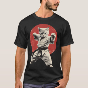 Katze Karate Judo Japan Japanische Flagge T-Shirt
