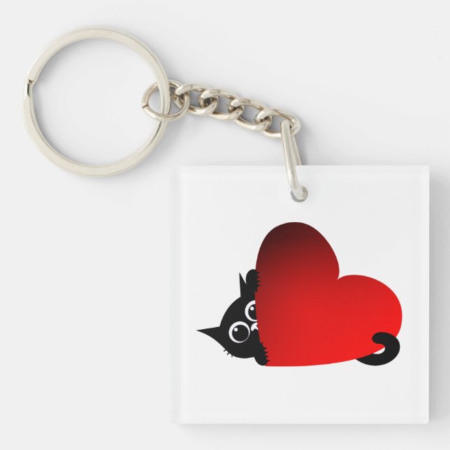 Katze, Kätzchen, Herz Schlüsselanhänger (Vorderseite)