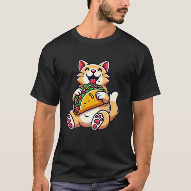 Katze Kätzchen isst Taco T-Shirt (Vorderseite)