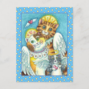 KATZE, KÄTZCHEN & MAUS ENGEL IM HIMMEL, HEILIGENSC POSTKARTE