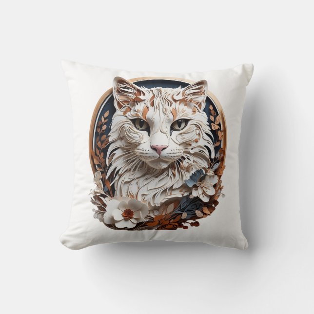 Katze, Kätzchen mit Blume Kissen (Vorderseite)