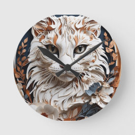 Katze, Kätzchen mit Blume Runde Wanduhr