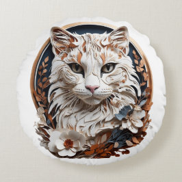 Katze, Kätzchen mit Blume Rundes Kissen
