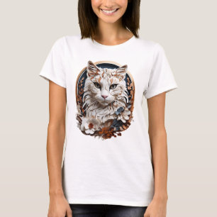 Katze, Kätzchen mit Blume T-Shirt