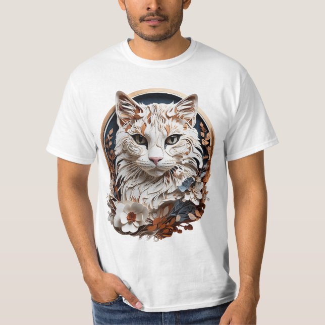 Katze, Kätzchen mit Blume T-Shirt (Vorderseite)