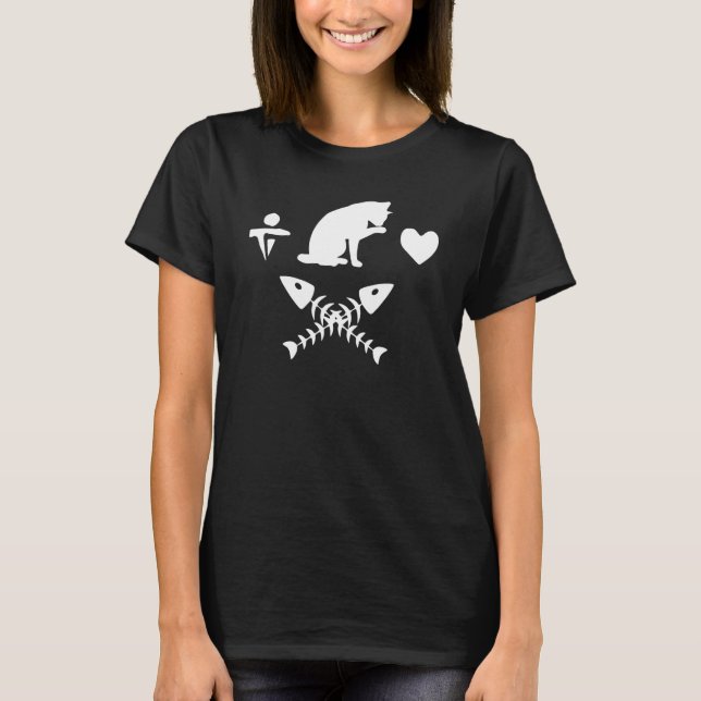 Katze Kätzchen mit Fischgräte T-Shirt (Vorderseite)