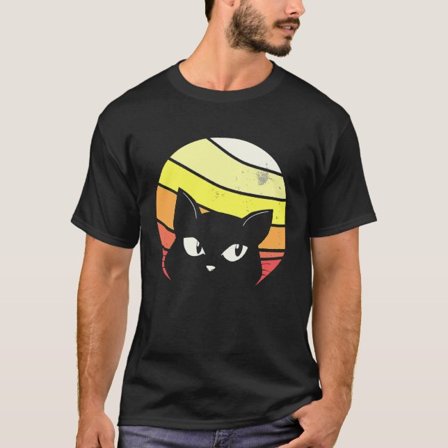 Katze Kätzchen Retro Vintage T-Shirt (Vorderseite)