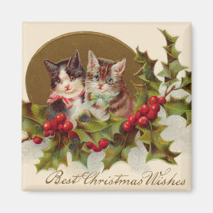 Katze Kätzchen Stechpalme Winterbeere Magnet