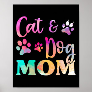 Katze Katze Hund Mama Shirt für Frauen Poster