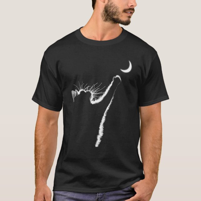 Katze Katze mit Mond T-Shirt (Vorderseite)