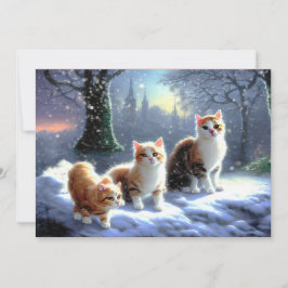 Katze, Katzen im Schnee Weihnachtskarte Feiertagskarte