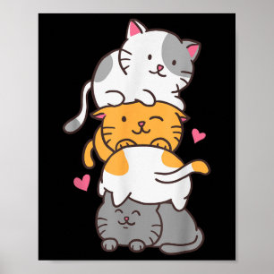 Katze Katzen Süße Kitty Haufen Anime Kawaii Neko  Poster