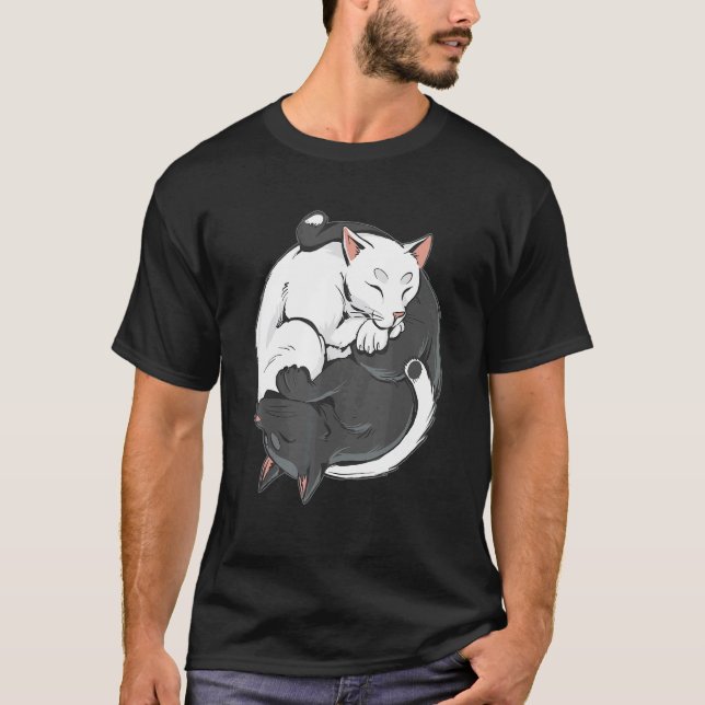Katze Katzen Yin Yang T-Shirt (Vorderseite)