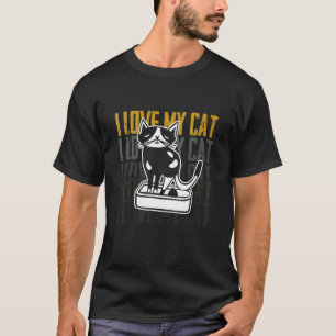 Katze Katzenkot Katzenklo Reinigung nach Haustiere T-Shirt