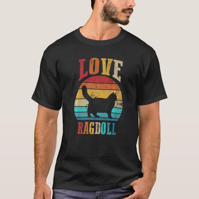 Katze  Katzenmütter Kätzchen Daddy Retro Liebe Rag T-Shirt (Vorderseite)