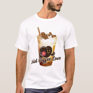 Katze Kawaii Anime Retro Kaltkaffee-Liebhaber T-Shirt