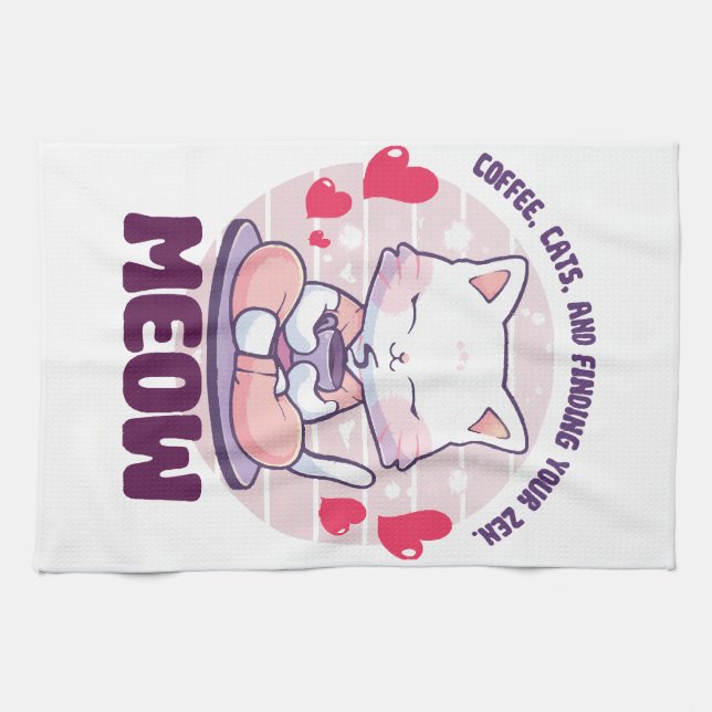 Katze - Kawaii Geschirrtuch (Horizontal)