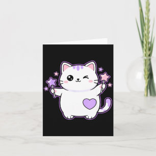 Katze Kawaii Zwinkerkatze Magischer Stern Zauberst Karte