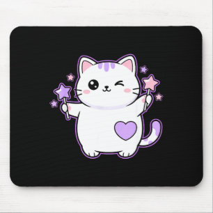 Katze Kawaii Zwinkerkatze Magischer Stern Zauberst Mousepad