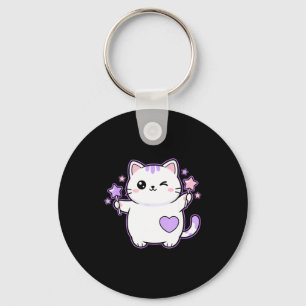 Katze Kawaii Zwinkerkatze Magischer Stern Zauberst Schlüsselanhänger
