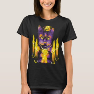 Katze & Kerzen Wiccan Wicca Hexe Magie machen Paga T-Shirt