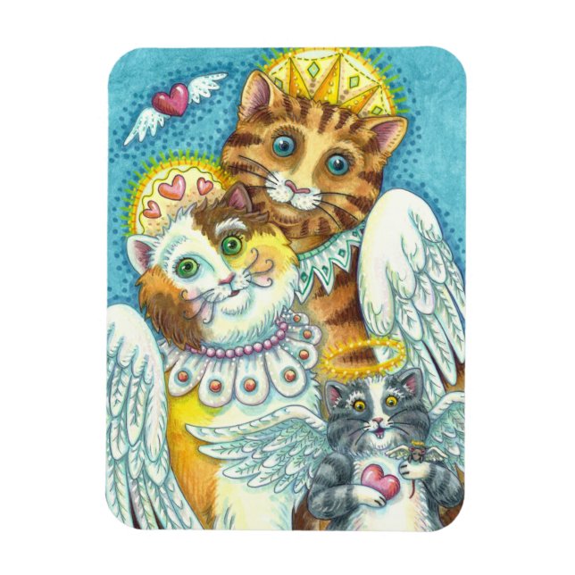 KATZE, KITTEN & MAUSANGELN IN HEAVEN, HALO & WINGS MAGNET (Vertikal)