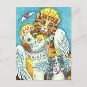 KATZE, KITTEN & MAUSANGELN IN HEAVEN, HALO & WINGS POSTKARTE