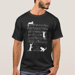 Katze Kitty Shirt Katze spielt Musiknote Notenschl