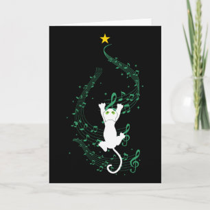 Katze klettert Musiknote Weihnachtsbaum Geschenk  Karte
