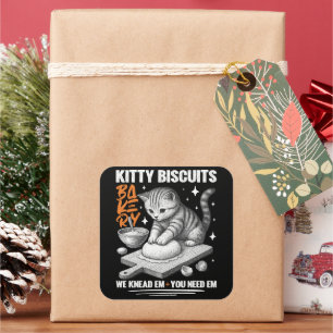 Katze Kneten Baker Kitty Biscuits Wir Knead Em You Quadratischer Aufkleber