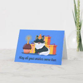 Katze, Kuchen, Geburtstag Karte