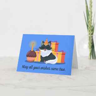 Katze, Kuchen, Geburtstag Karte